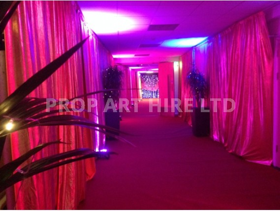 Gold corridor drapes